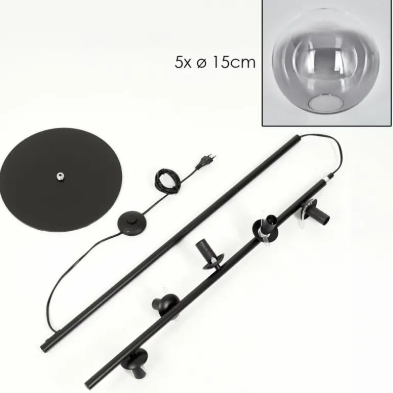 Gastor Lampadaire 33 cm Noir, 5 lumières