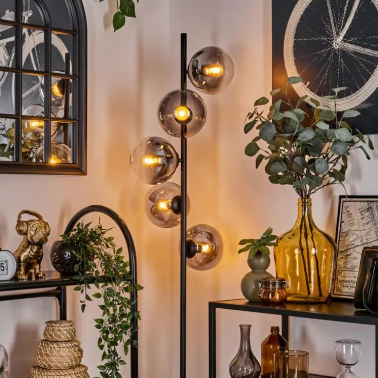 Gastor Lampadaire 33 cm Noir, 5 lumières