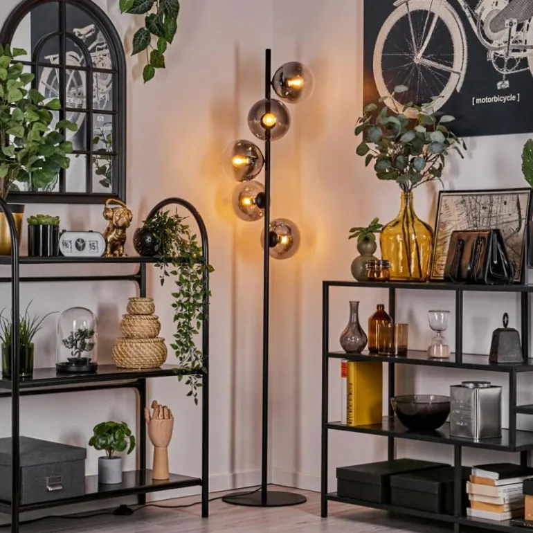 Gastor Lampadaire 33 cm Noir, 5 lumières