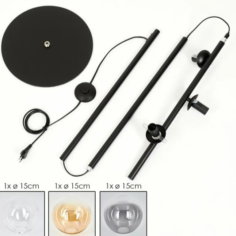 Gastor Lampadaire 31 cm Noir, 3 lumières