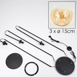 Gastor Lampadaire 25 cm Noir, 3 lumières