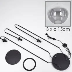 Gastor Lampadaire 30 cm Noir, 3 lumières