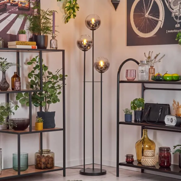 Gastor Lampadaire 30 cm Noir, 3 lumières
