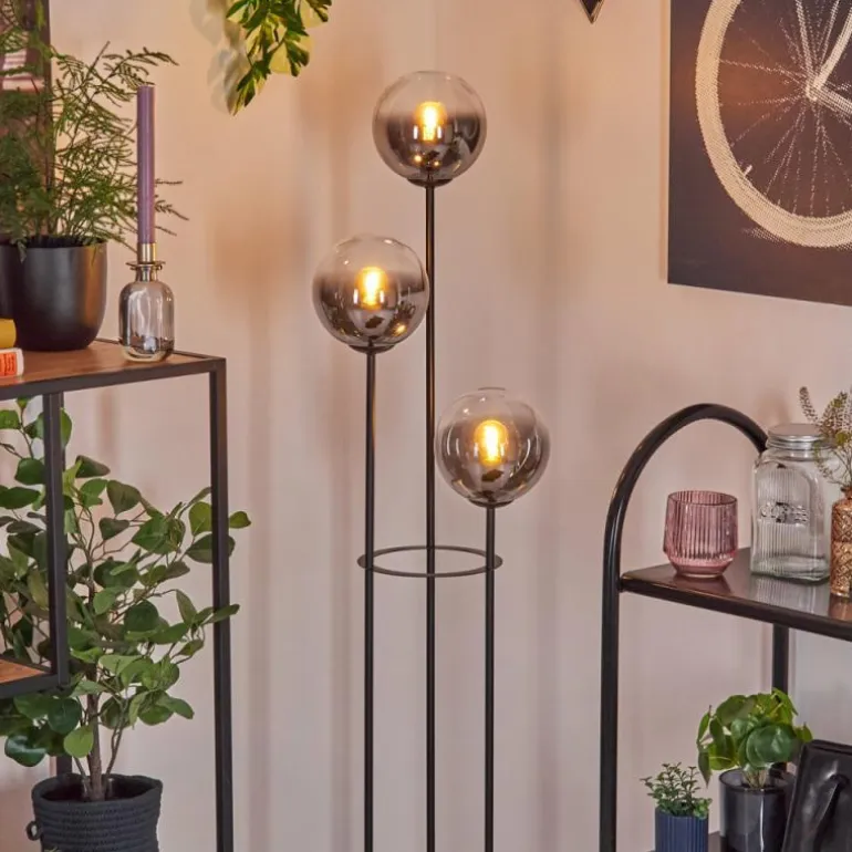 Gastor Lampadaire 30 cm Noir, 3 lumières