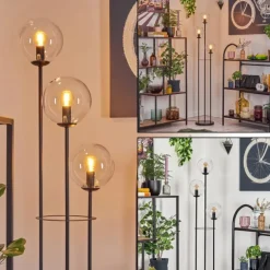 Gastor Lampadaire 30 cm Noir, 3 lumières