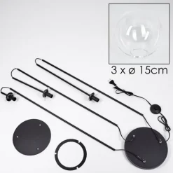 Gastor Lampadaire 30 cm Noir, 3 lumières