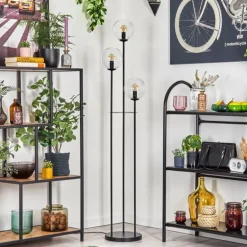 Gastor Lampadaire 30 cm Noir, 3 lumières