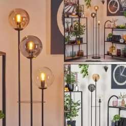 Gastor Lampadaire 30 cm Noir, 3 lumières