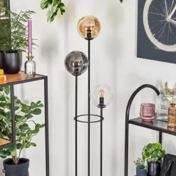Gastor Lampadaire 30 cm Noir, 3 lumières