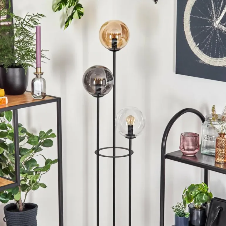 Gastor Lampadaire 30 cm Noir, 3 lumières