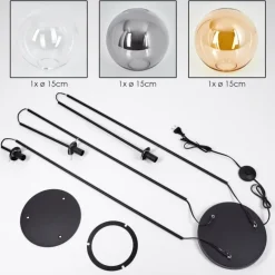 Gastor Lampadaire 30 cm Noir, 3 lumières