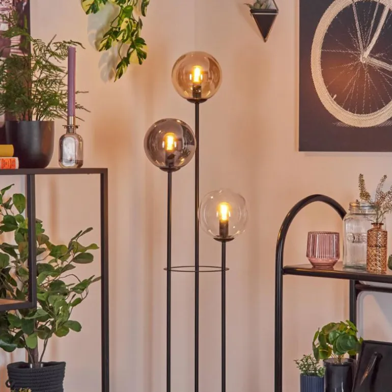 Gastor Lampadaire 30 cm Noir, 3 lumières
