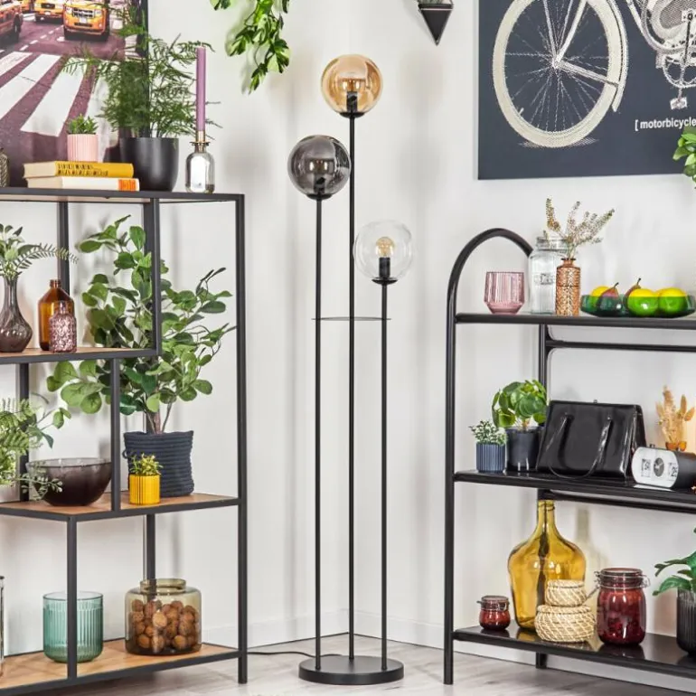 Gastor Lampadaire 30 cm Noir, 3 lumières