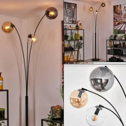 Gastor Lampadaire Ambre, Clair, Fumé, 3 lumières