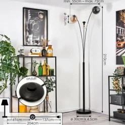 Gastor Lampadaire Ambre, Clair, Fumé, 3 lumières