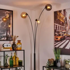 Gastor Lampadaire Ambre, Clair, Fumé, 3 lumières