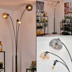 Gastor Lampadaire Ambre, Clair, Fumé, 3 lumières
