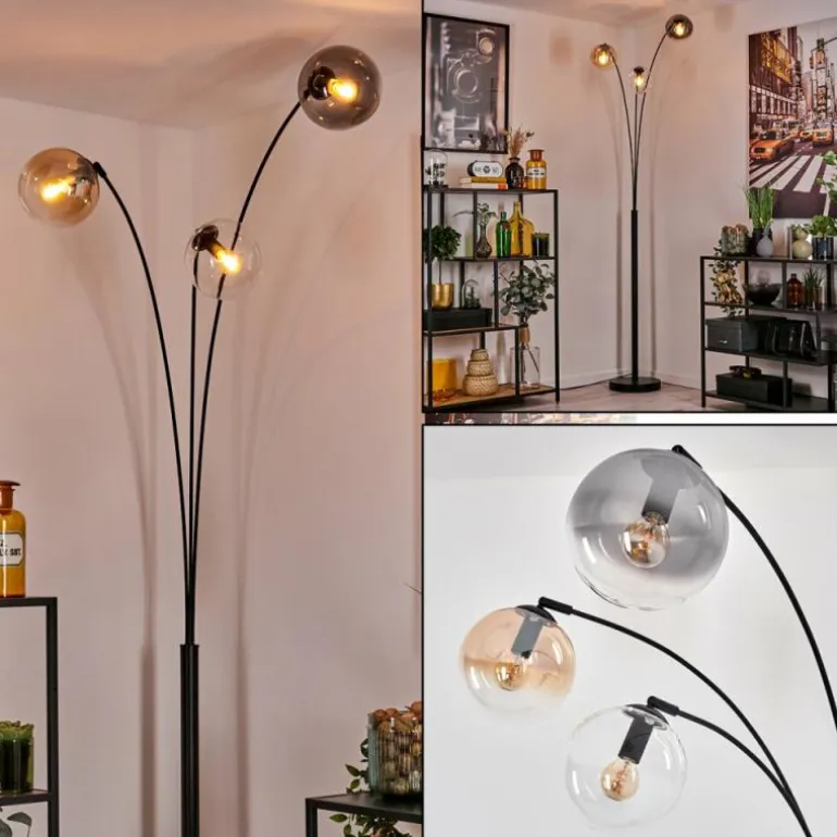 Gastor Lampadaire Ambre, Clair, Fumé, 3 lumières