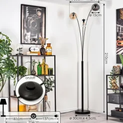 Gastor Lampadaire Ambre, Clair, Fumé, 3 lumières
