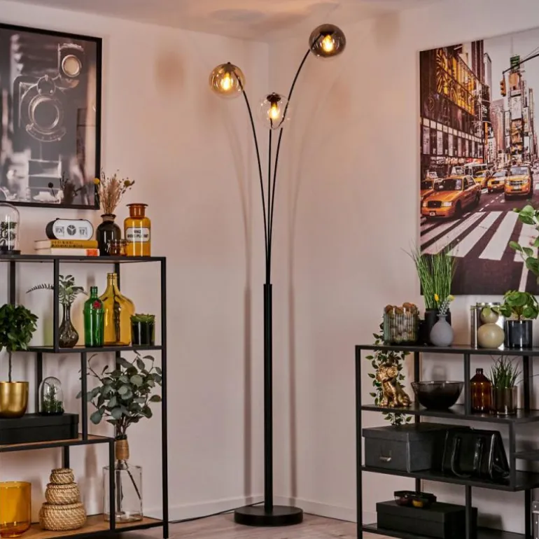 Gastor Lampadaire Ambre, Clair, Fumé, 3 lumières