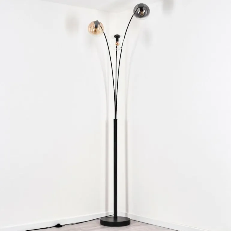 Gastor Lampadaire Ambre, Clair, Fumé, 3 lumières