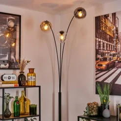 Gastor Lampadaire Ambre, Clair, Fumé, 3 lumières
