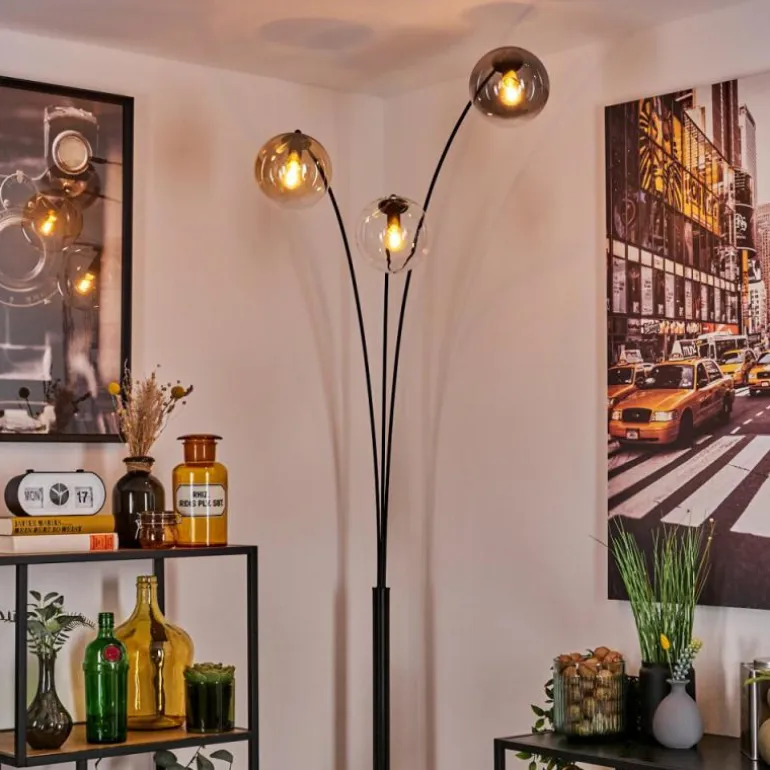 Gastor Lampadaire Ambre, Clair, Fumé, 3 lumières