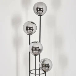Gastor Lampadaire Bois foncé, Noir, 4 lumières