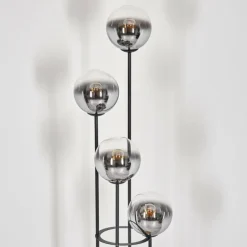 Gastor Lampadaire Bois foncé, Noir, 4 lumières