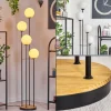 Gastor Lampadaire Bois foncé, Noir, 4 lumières