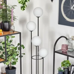 Gastor Lampadaire Bois foncé, Noir, 4 lumières
