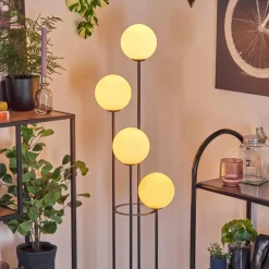 Gastor Lampadaire Bois foncé, Noir, 4 lumières