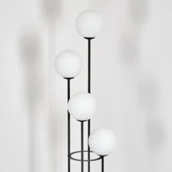 Gastor Lampadaire Bois foncé, Noir, 4 lumières