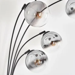 Gastor Lampadaire Chrome, Clair, Fumé, 5 lumières