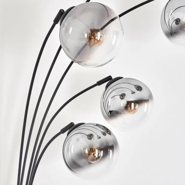 Gastor Lampadaire Chrome, Clair, Fumé, 5 lumières