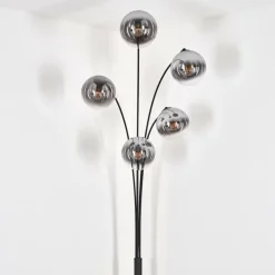Gastor Lampadaire Chrome, Clair, Fumé, 5 lumières