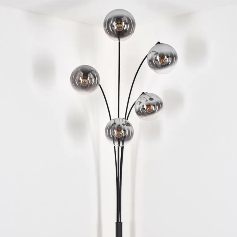 Gastor Lampadaire Chrome, Clair, Fumé, 5 lumières