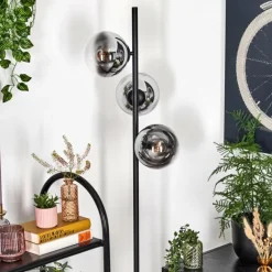Gastor Lampadaire Chrome, Clair, Fumé, 3 lumières