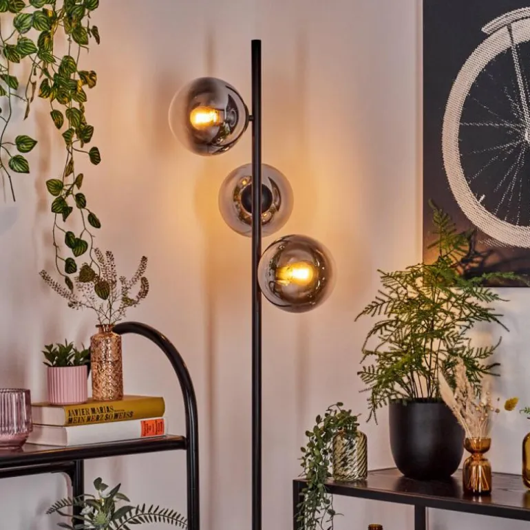 Gastor Lampadaire Chrome, Clair, Fumé, 3 lumières