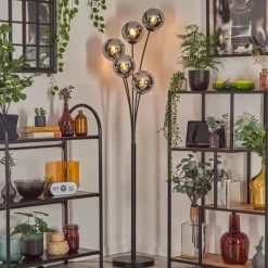 Gastor Lampadaire Chrome, Fumé, 5 lumières