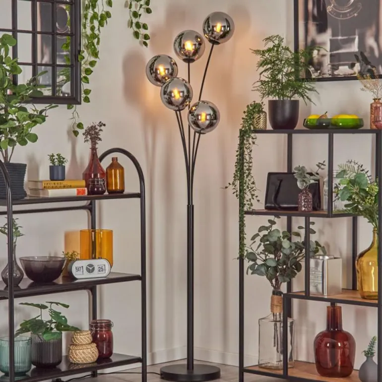 Gastor Lampadaire Chrome, Fumé, 5 lumières