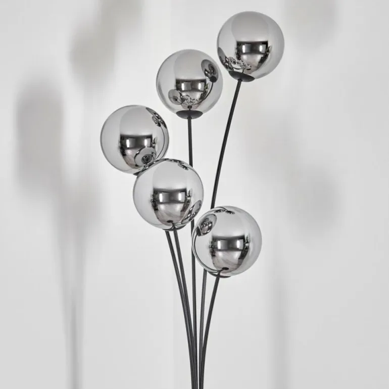 Gastor Lampadaire Chrome, Fumé, 5 lumières