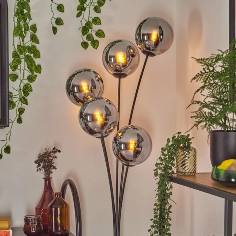 Gastor Lampadaire Chrome, Fumé, 5 lumières