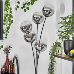Gastor Lampadaire Chrome, Clair, Fumé, 5 lumières