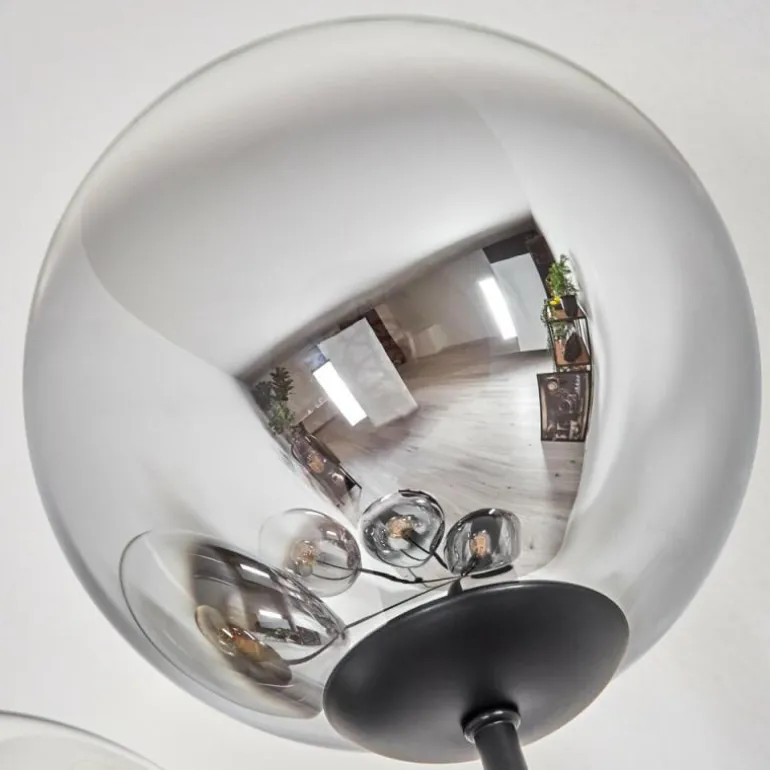 Gastor Lampadaire Chrome, Clair, Fumé, 5 lumières