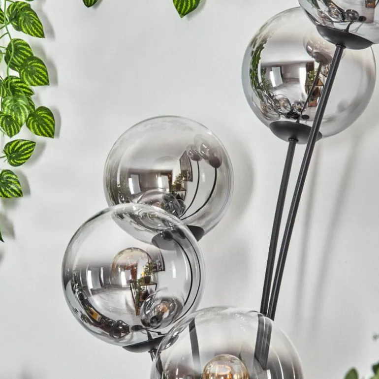 Gastor Lampadaire Chrome, Clair, Fumé, 5 lumières