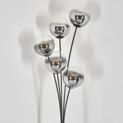 Gastor Lampadaire Chrome, Clair, Fumé, 5 lumières