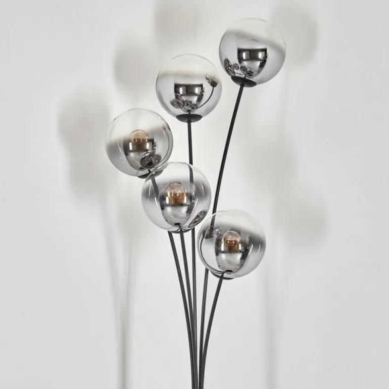 Gastor Lampadaire Chrome, Clair, Fumé, 5 lumières