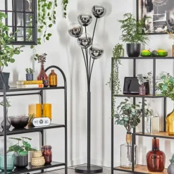 Gastor Lampadaire Chrome, Clair, Fumé, 5 lumières