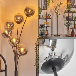 Gastor Lampadaire Chrome, Clair, Fumé, 6 lumières